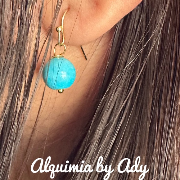 Alquimia Blue and Gold Earrings mosaic turquoise - Picture 2 of 2